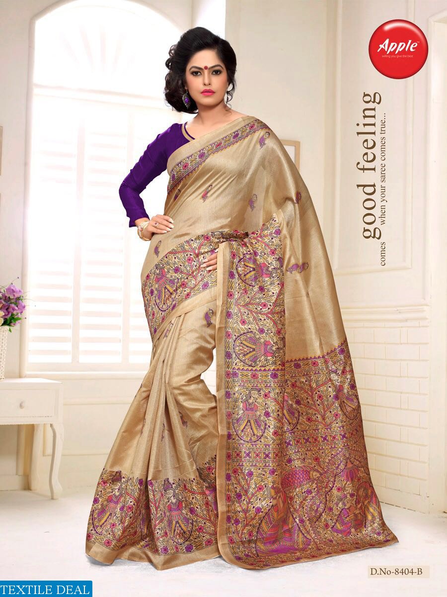apple madhu bani Wholesale khadi silk printed Saree